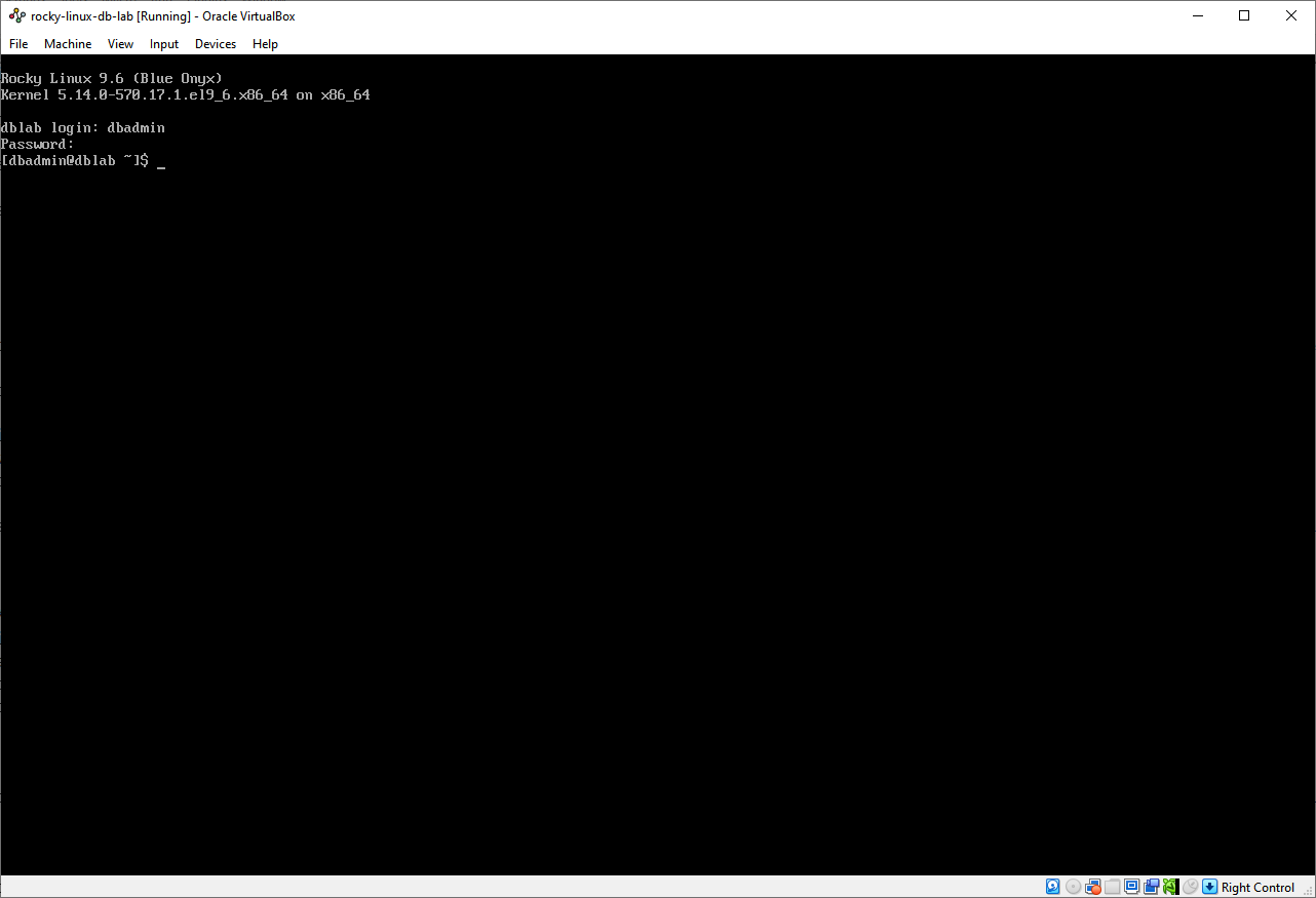 Rocky Linux 9.6 First Login Screen